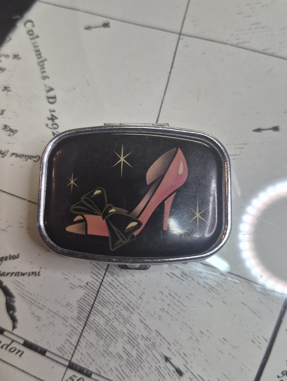 Pink High Heel Graphic Women's Shoe Box Accessory Pill Box